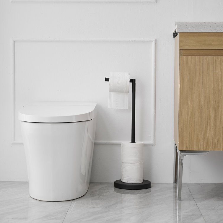 Matte Black Stainless Steel Freestanding Toilet Paper Holder