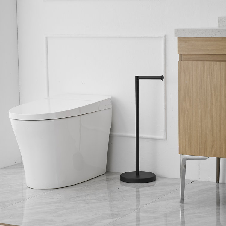 Matte Black Stainless Steel Freestanding Toilet Paper Holder