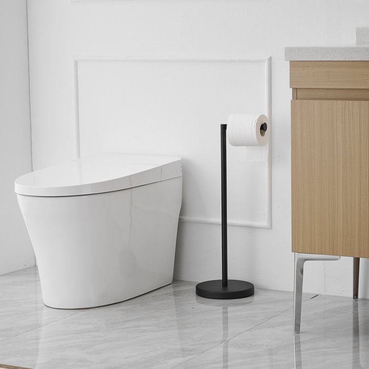 Matte Black Stainless Steel Freestanding Toilet Paper Holder