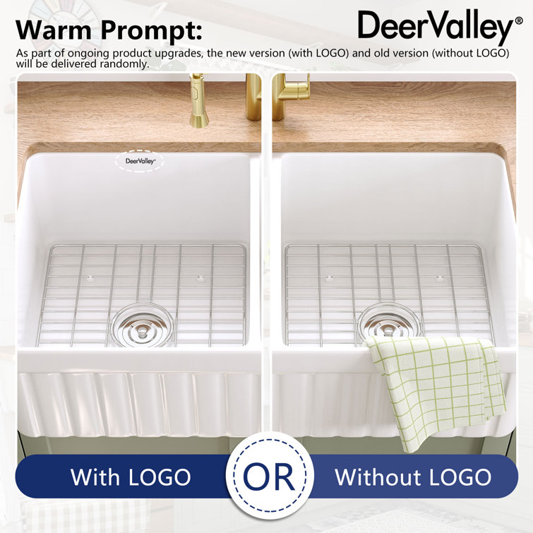 Nova 33" White Fireclay Double Basin Farmhouse Sink