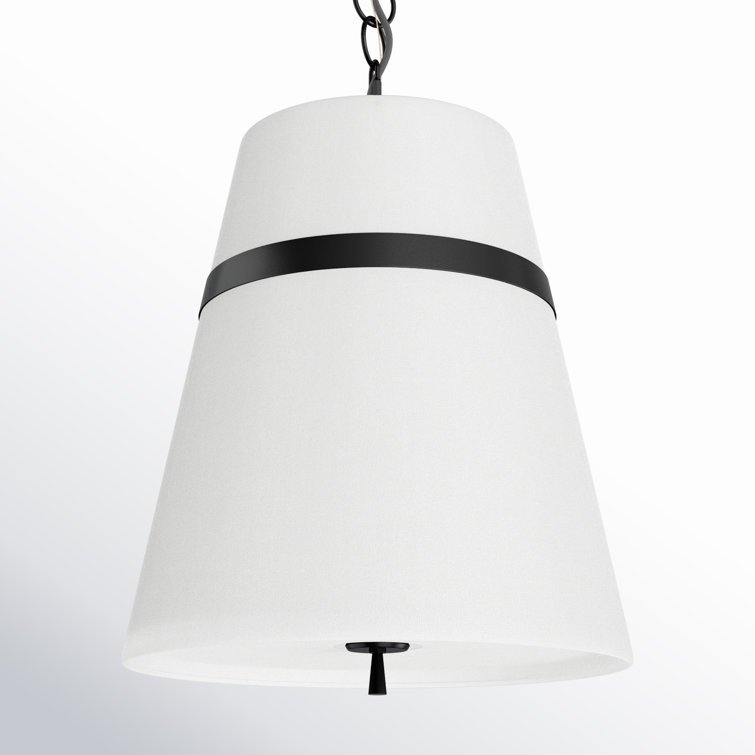 Aged Iron 18" White Linen 3-Light Pendant