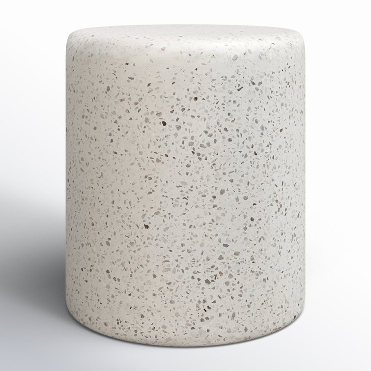 Ker Round White Terrazzo Concrete Outdoor Side Table