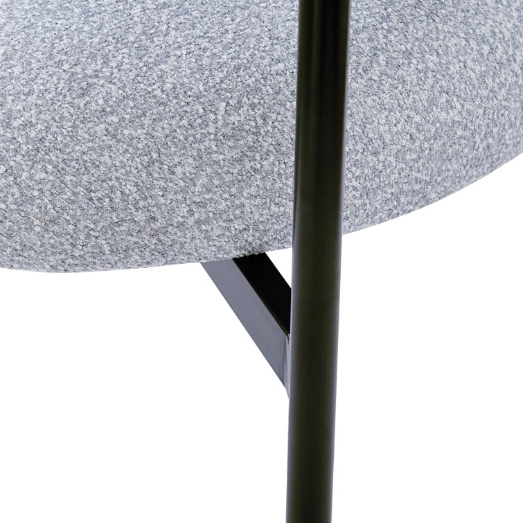 Gray Upholstered Metal Armchair Set with Low Slat Back