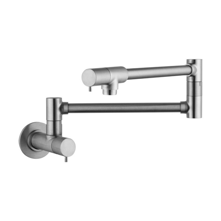 Modern Steel Optik 25" Wall Mounted Pot Filler with Dual Handles