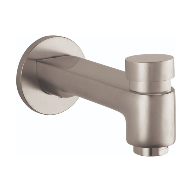 Elegant Modern Brushed Nickel Wall Mounted Tub Spout with Diverter