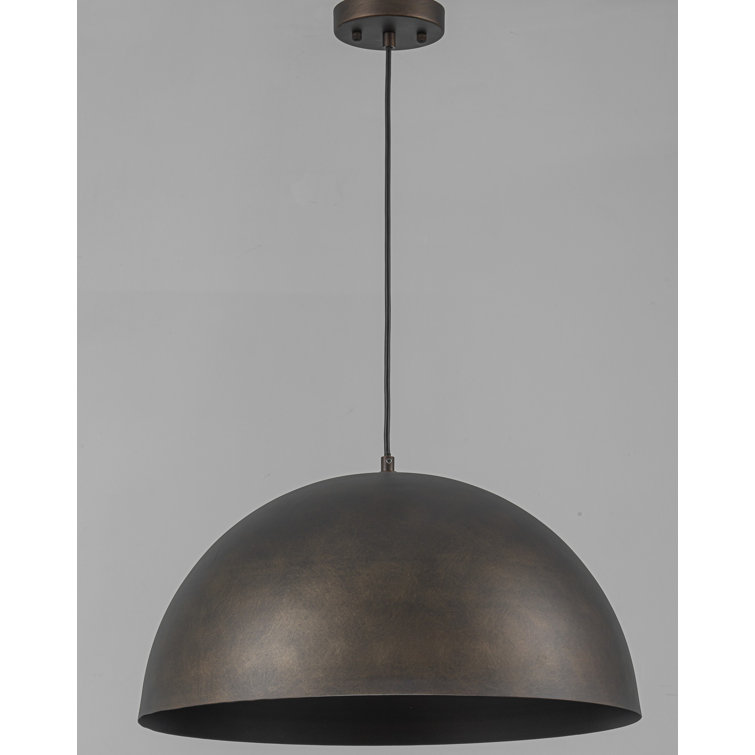 Antique Bronze Dome Pendant Light with Gold Interior, 15.75"