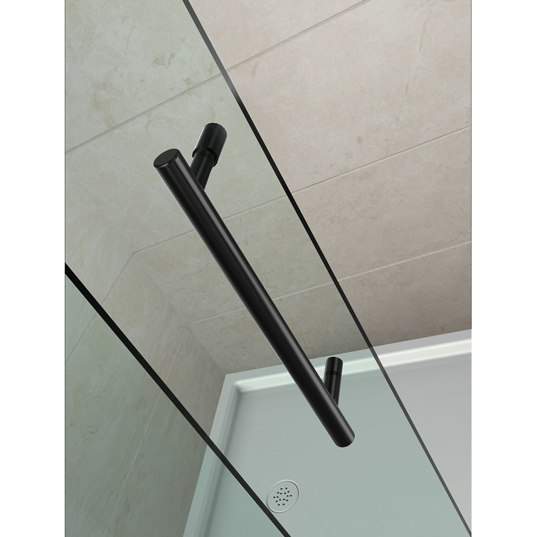 Avalux 72" Frosted Glass Frameless Hinged Shower Enclosure with Chrome Finish