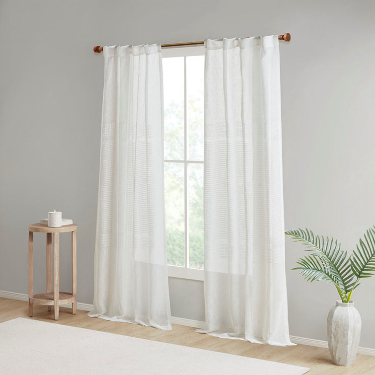Polyester Semi Sheer Curtain Panel Pair