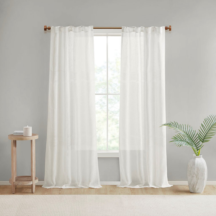 Polyester Semi Sheer Curtain Panel Pair