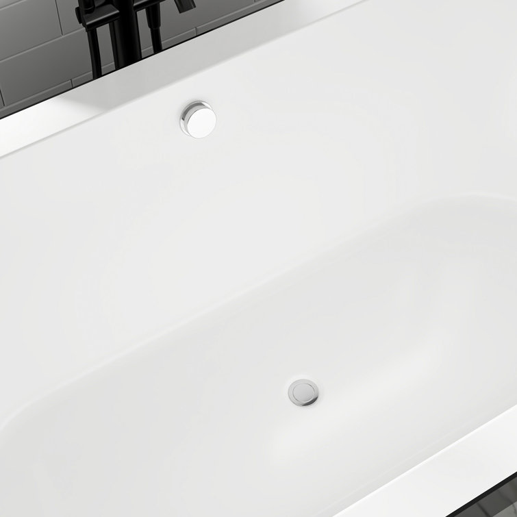 67.7" Black and White Acrylic Freestanding Bathtub