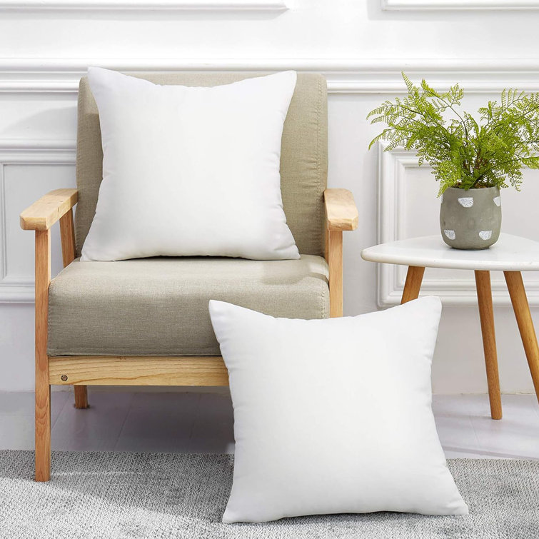 White Cotton Square Reversible Pillow Inserts, 22" x 22" (Set of 2)
