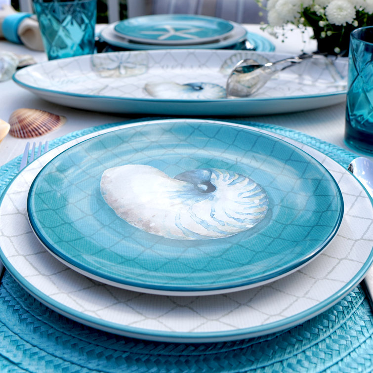 Ocean View Teal Ceramic 9" Salad Plates Set of 4