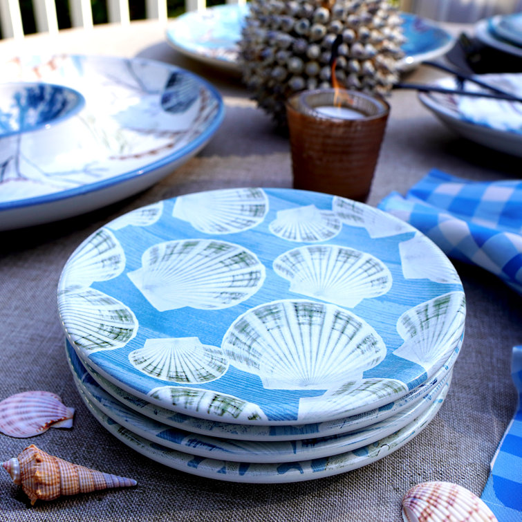 Beyond the Shore Blue Ceramic Canapé Plates Set of 4