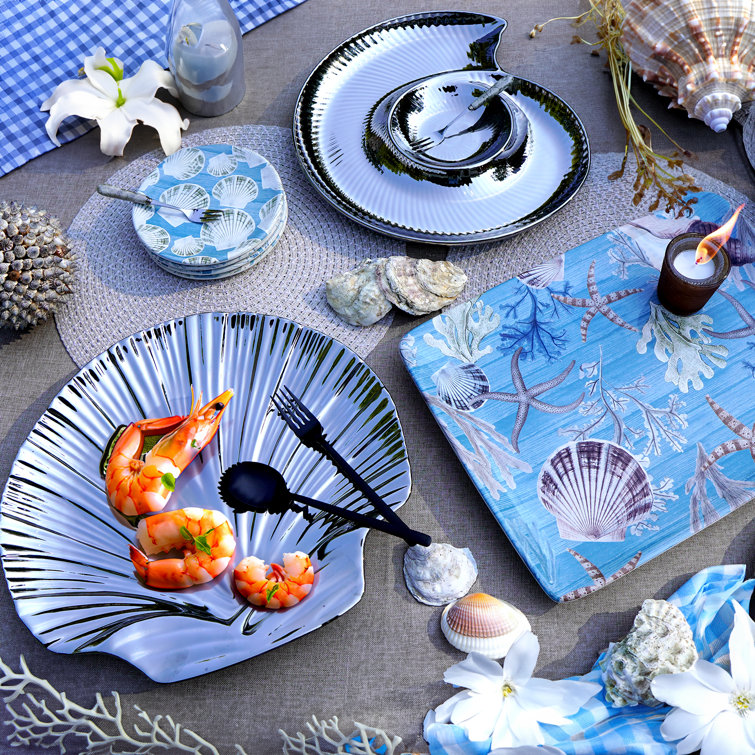 Beyond the Shore Blue Ceramic Canapé Plates Set of 4