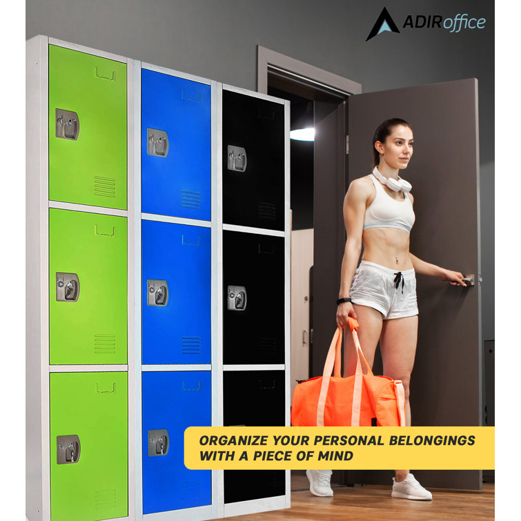 Green 72'' 3-Tier Steel Storage Locker with Key Lock
