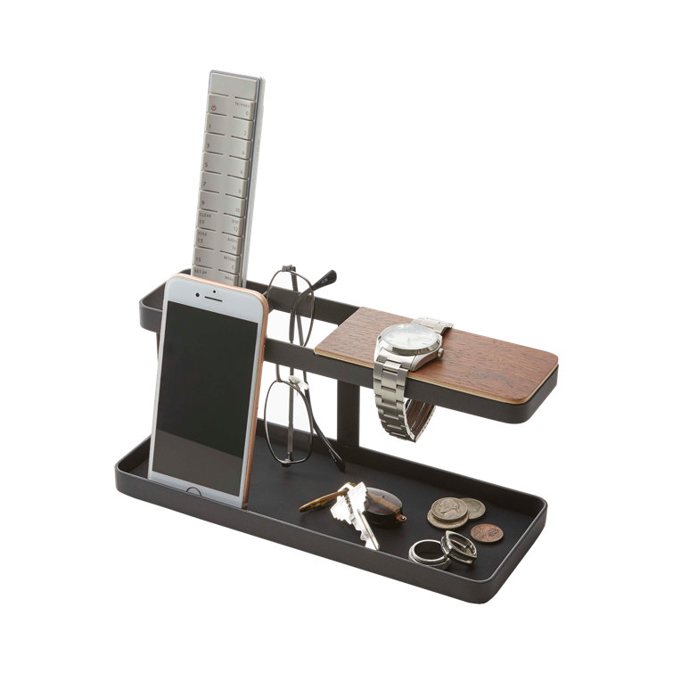 Tower Desk Organizer in Black Steel with Walnut Accent