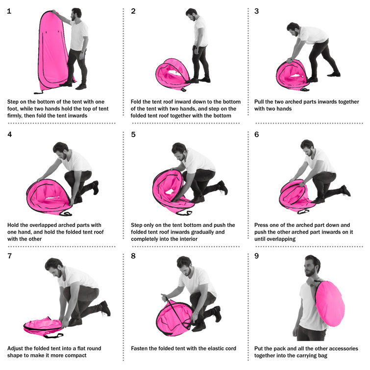 Pink Polyester Pop Up Privacy Tent with Carry Bag