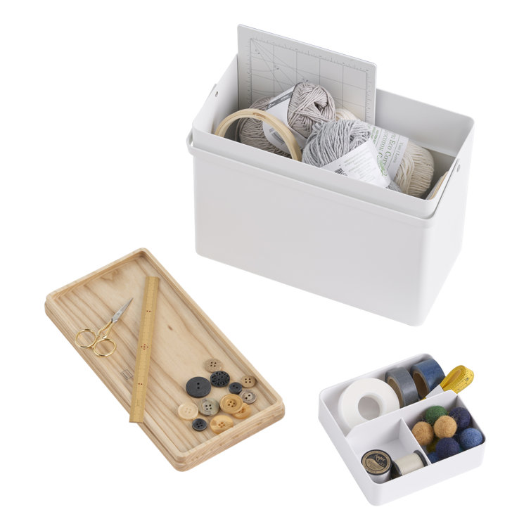 Compact White Wood and Steel Odds and Ends Organizer