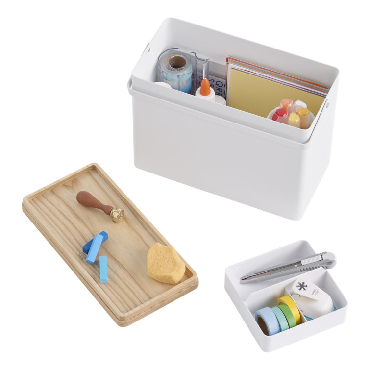 Compact White Wood and Steel Odds and Ends Organizer