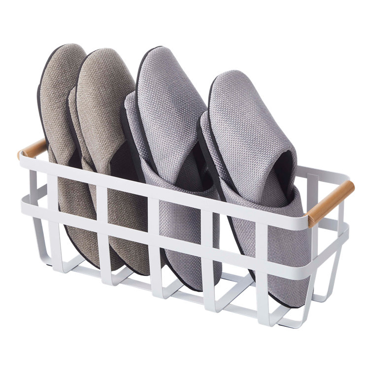 Tosca White Slim Steel and Wood Storage Basket