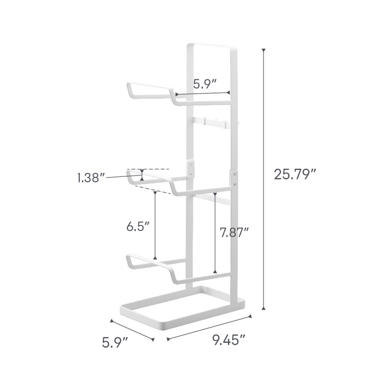 White Steel Home Fitness Equipment Storage Rack with Hooks