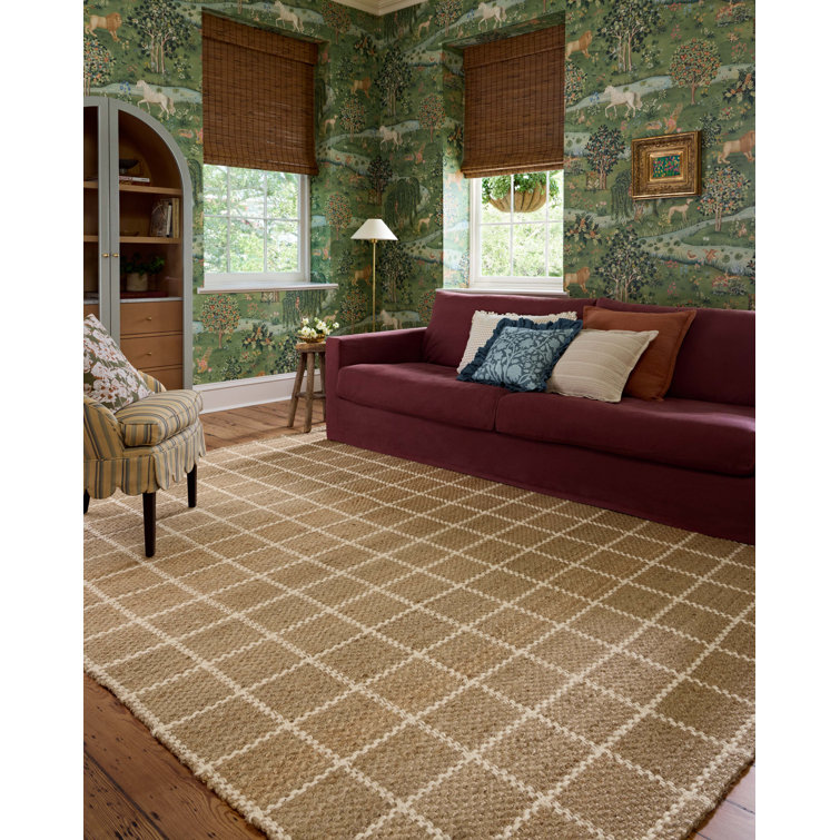 Natural Ivory Synthetic Stain-Resistant Square Area Rug 7.9x9.9