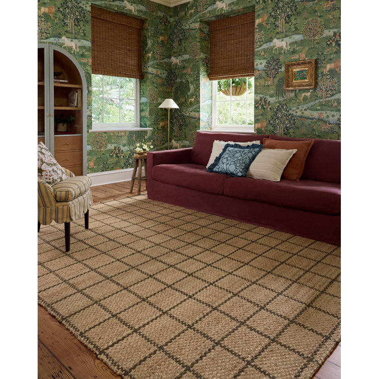 Natural Olive Jute Rectangular Area Rug 3'6" x 5'6"