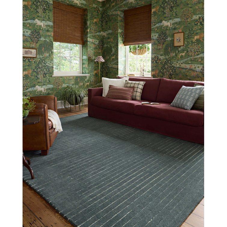 Henry Denim Ivory Hand-Tufted Wool Area Rug 3'6" x 5'6"