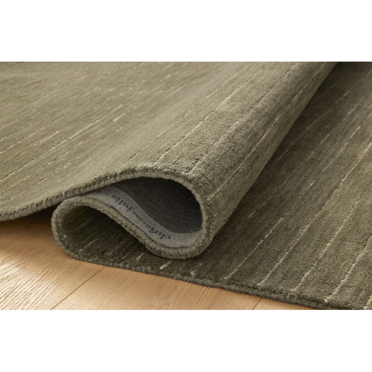 Hand-Tufted Olive and Ivory Wool Square Rug
