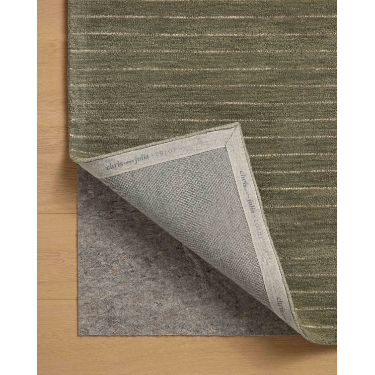Hand-Tufted Olive and Ivory Wool Square Rug