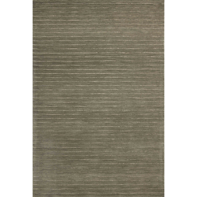 Hand-Tufted Olive and Ivory Wool Square Rug