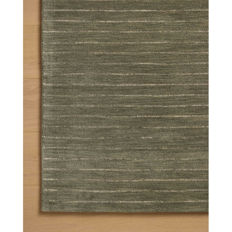 Hand-Tufted Olive and Ivory Wool Square Rug