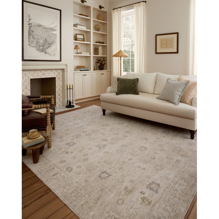 Louisa Oatmeal Stone Synthetic Rectangular Area Rug 5'3" x 7'6"