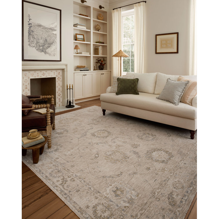 Louisa Oatmeal Slate Synthetic Rectangular Area Rug 7'10" x 10'