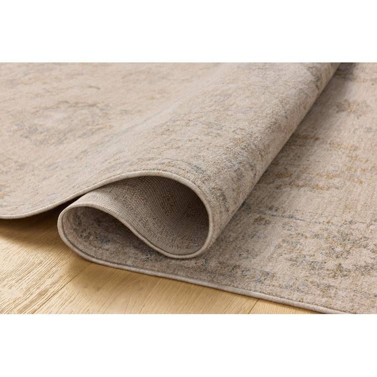 Louisa Oatmeal Slate Synthetic Rectangular Area Rug 7'10" x 10'