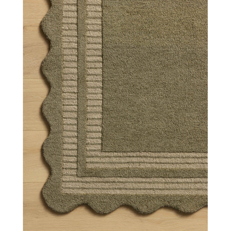 Olive Pebble Hand-Tufted Wool Rectangular Area Rug 3'6" x 5'6"