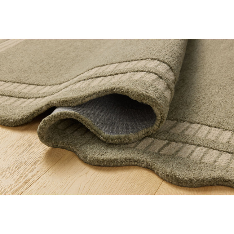 Olive Pebble Hand-Tufted Wool Rectangular Area Rug 3'6" x 5'6"