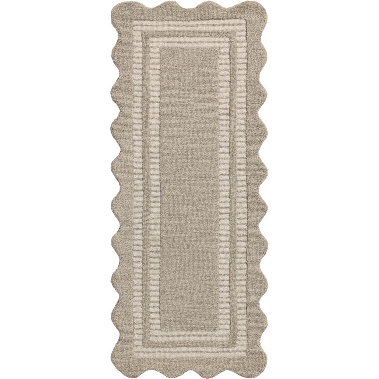 Handmade Fog and Ivory Wool Tufted Rectangular Area Rug 5' x 7'