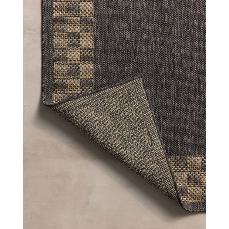 Charcoal and Natural Rectangular Synthetic Indoor/Outdoor Rug 5' x 7'