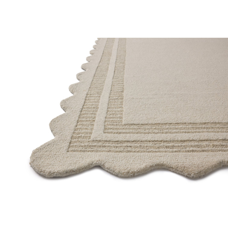 Ivory and Grey Hand-Tufted Wool Rectangular Area Rug 9'-3" x 13'