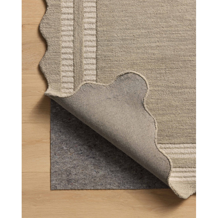 Handmade Fog and Ivory Wool Tufted Rectangular Area Rug 5' x 7'