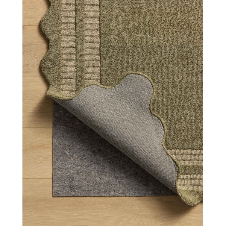 Olive Pebble Hand-Tufted Wool Rectangular Area Rug 3'6" x 5'6"