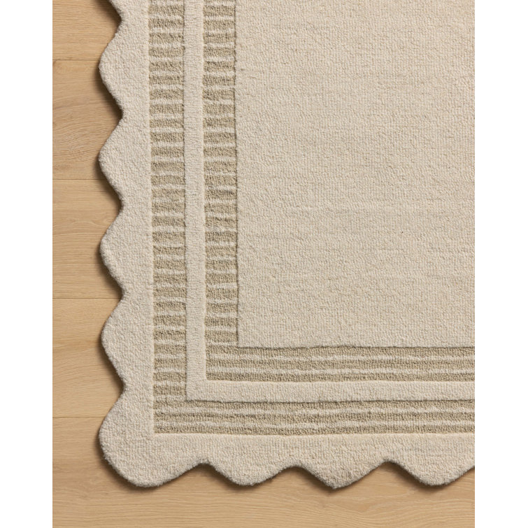 Ivory and Grey Hand-Tufted Wool Rectangular Area Rug 9'-3" x 13'