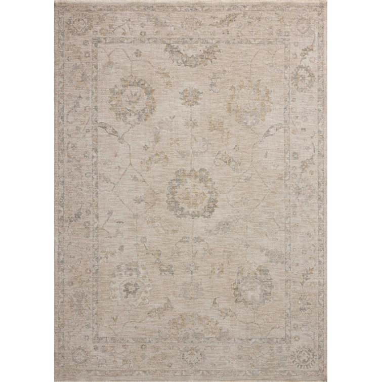 Louisa Oatmeal Slate Synthetic Rectangular Area Rug 7'10" x 10'