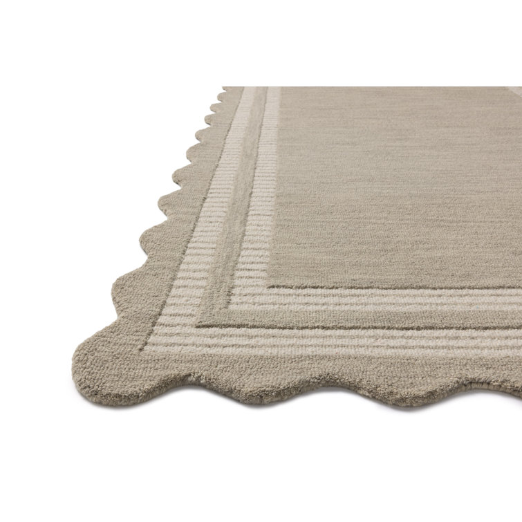 Handmade Fog and Ivory Wool Tufted Rectangular Area Rug 5' x 7'