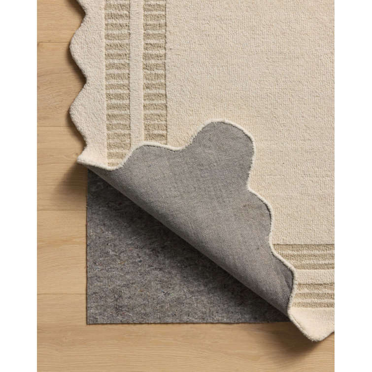 Ivory and Grey Hand-Tufted Wool Rectangular Area Rug 9'-3" x 13'