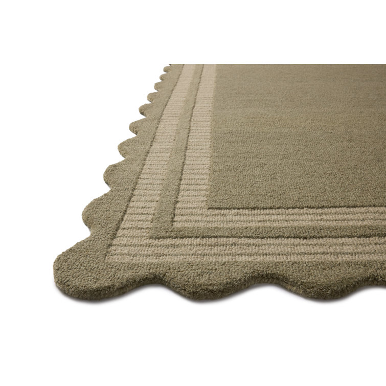Olive Pebble Hand-Tufted Wool Rectangular Area Rug 3'6" x 5'6"