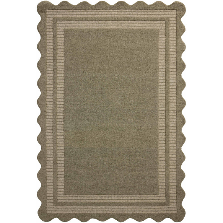 Olive Pebble Hand-Tufted Wool Rectangular Area Rug 3'6" x 5'6"