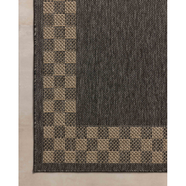 Charcoal and Natural Rectangular Synthetic Indoor/Outdoor Rug 5' x 7'