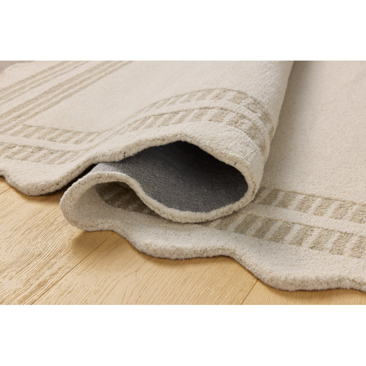 Ivory and Grey Hand-Tufted Wool Rectangular Area Rug 9'-3" x 13'